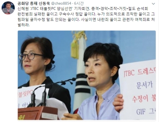 신동욱 공화당 총재, 신혜원 기자회견에 