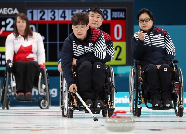 한국 휠체어컬링 대표팀, 캐나다에 석패… 동메달 무산