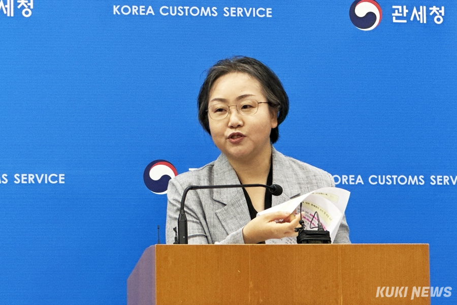 11일 정부대전청사 기자실에서 민생물가 특별관리품목 수입업체 관세조사 계획을 설명하는 하유정 관세청 심사국장. 사진=이재형 기자