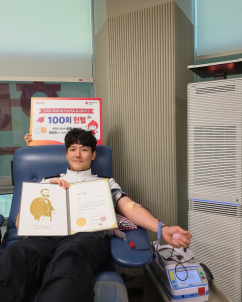 통영해경 이상진 경장, 헌혈 100회 달성 ‘명예장’
