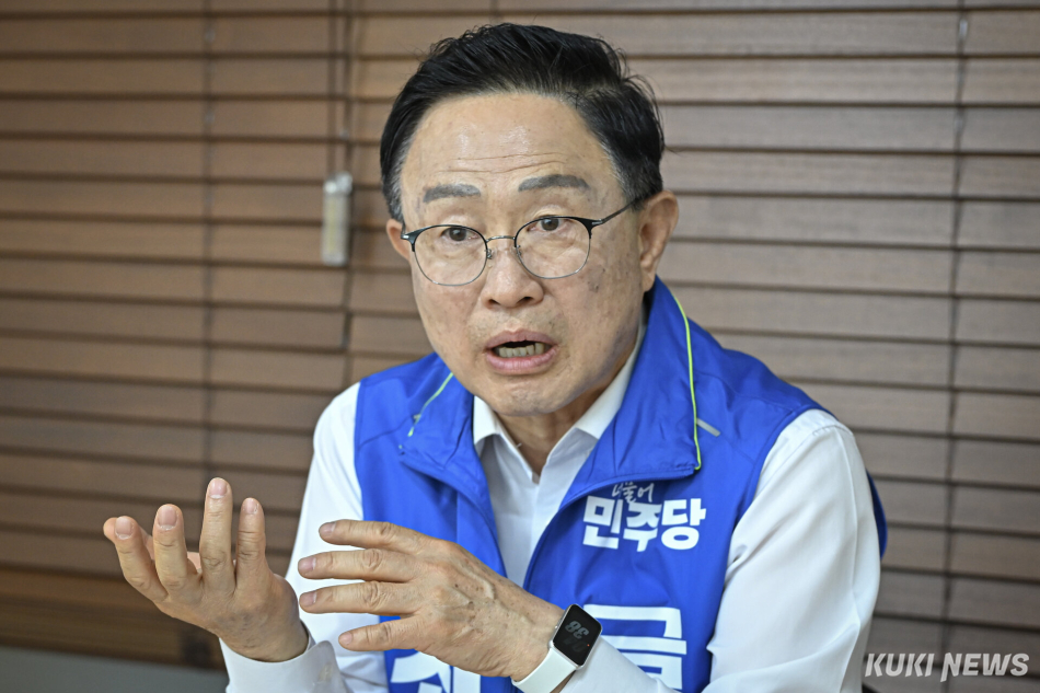 최기찬 더불어민주당 금천구청장 후보가 지난 18일 서울 금천구 캠프 사무실에서 쿠키뉴스와 인터뷰하고 있다. 남동균 기자