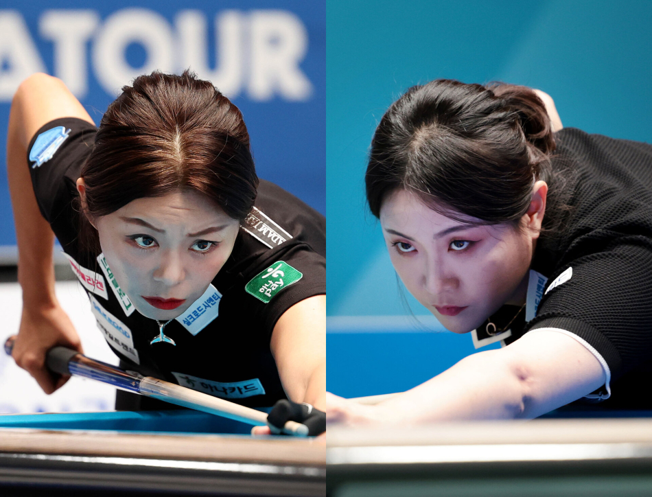 김가영(왼쪽)과 김민아가 LPBA 개막전 결승에서 격돌한다. PBA 제공