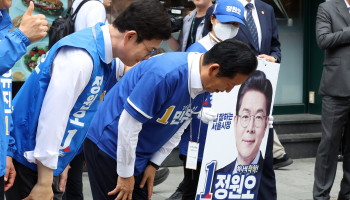 정원오, 여의도 출근길 유세…정청래 지원사격