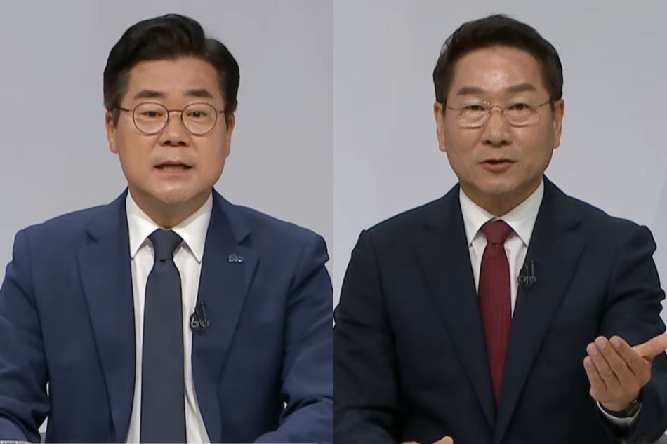 6·3 지방선거에 출마한 박찬대 더불어민주당 인천시장 후보(왼쪽)와 유정복 국민의힘 후보. 중앙선거방송토론위원회 유튜브 갈무리