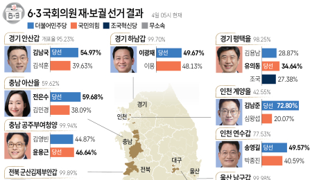 6·3 재보궐 선거 與 9곳 승리, 국힘 4석 확보…한동훈 원내 입성