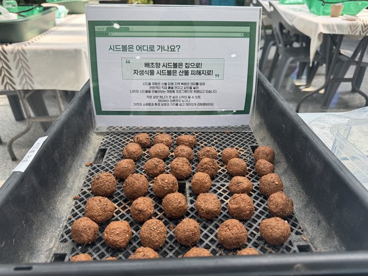 제1회 세계식물원교육의 날을 맞아 열린 전국 국·공·사립수목원 10곳과 함께 시드볼 만들기 체험교육. 한국수목원정원관리원