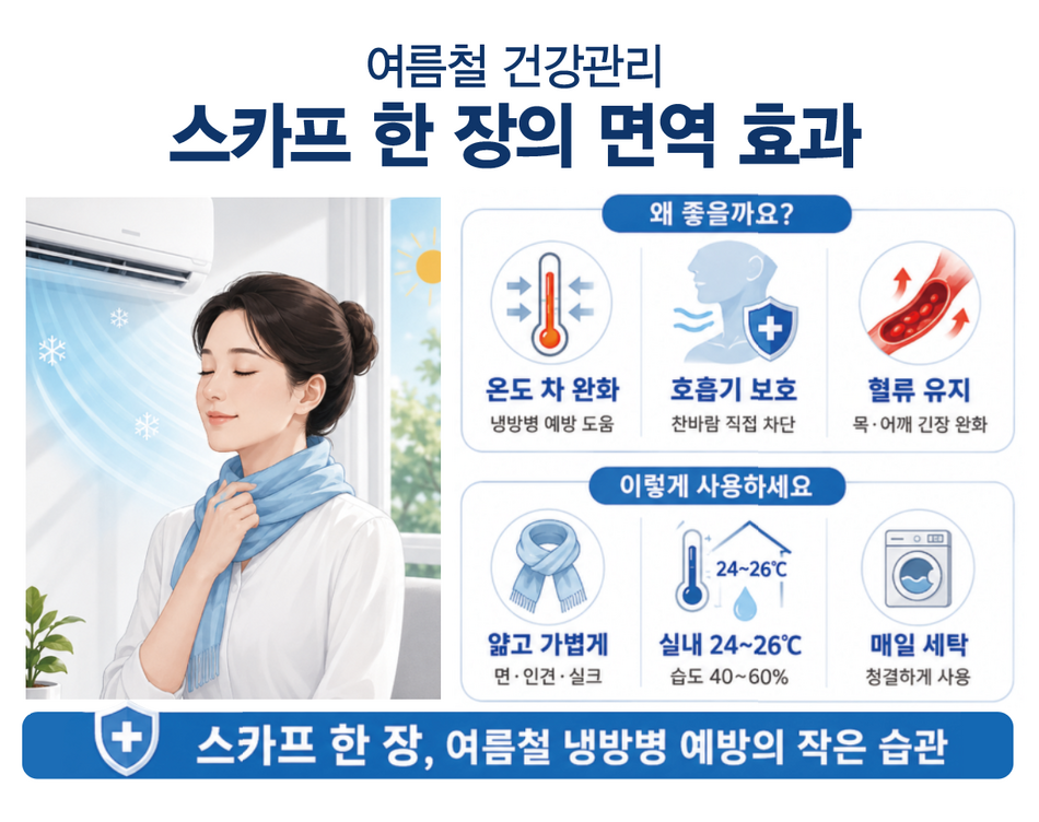 스카프 착용, 여름철 냉방병 예방 효과에 탁월