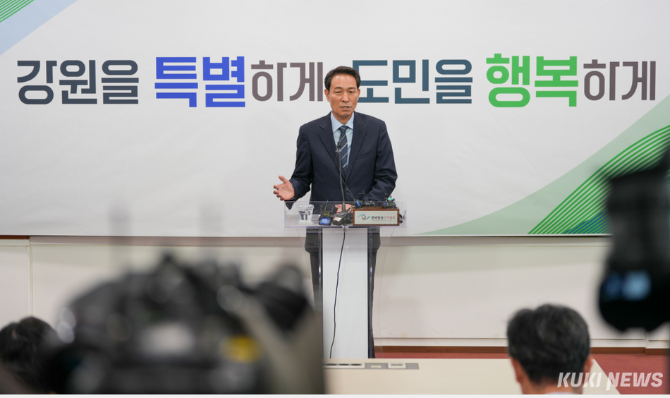 AI데이터센터 유치 계획을 밝히고 있는 유상호 강원특별자치도지사 당선인.