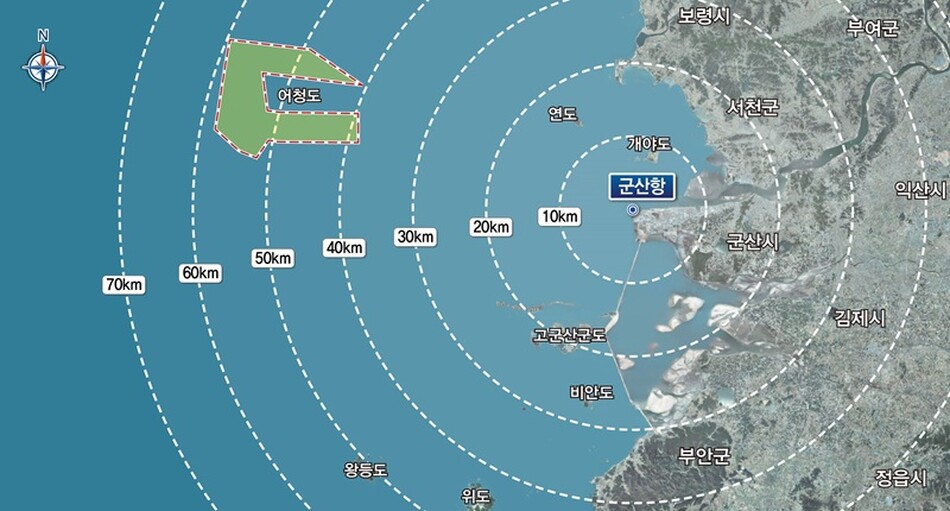 군산시 해상풍력 집적화단지 위치도